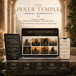 The Inner Temple annual membership by Amanda Abella featuring the full Mindful Success Path course catalog, live monthly teaching, guided embodiment sessions, and a private member circle.